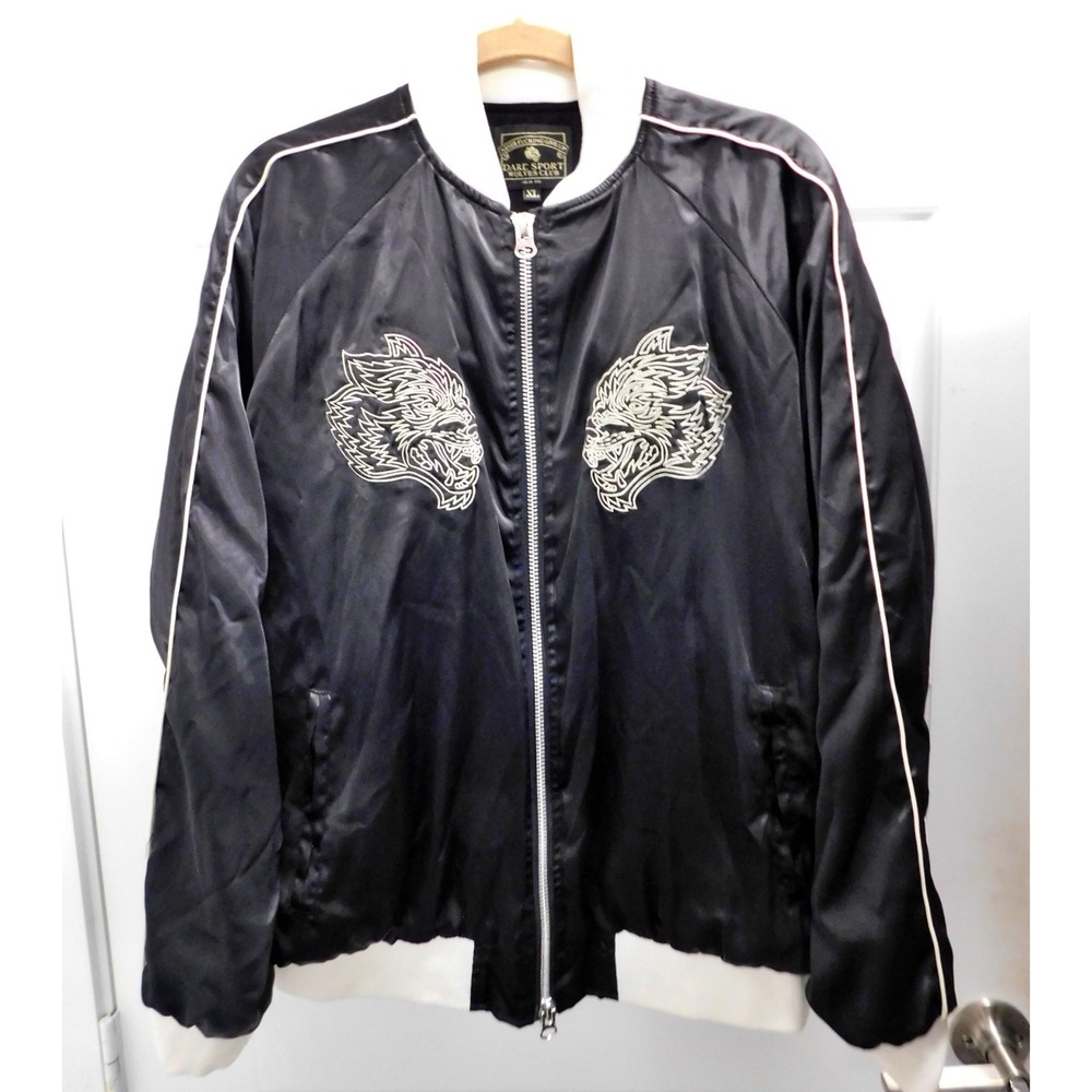 Darc Sport Wolves Club Sukajan Black Satin Embroidered Jacket 145 of 300 sz XL